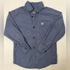 Cinch Blue Button Up Shirt Youth Sz 4-5 XS Western Rancher Rodeo Cowboy Shirt